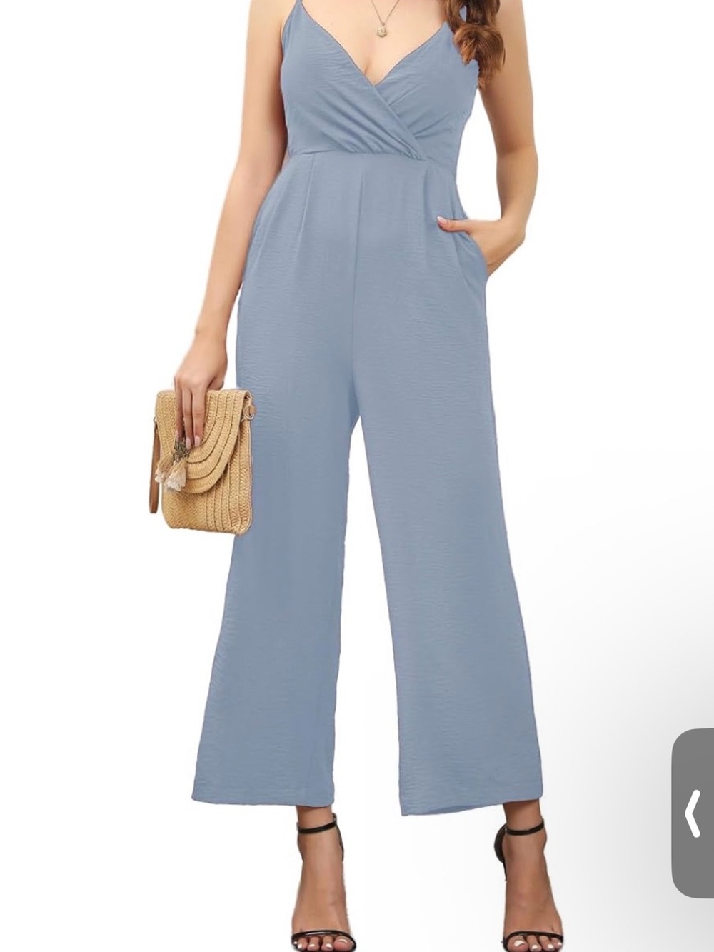 Sleeveless Wide-Leg Jumpsuit in Light Blue